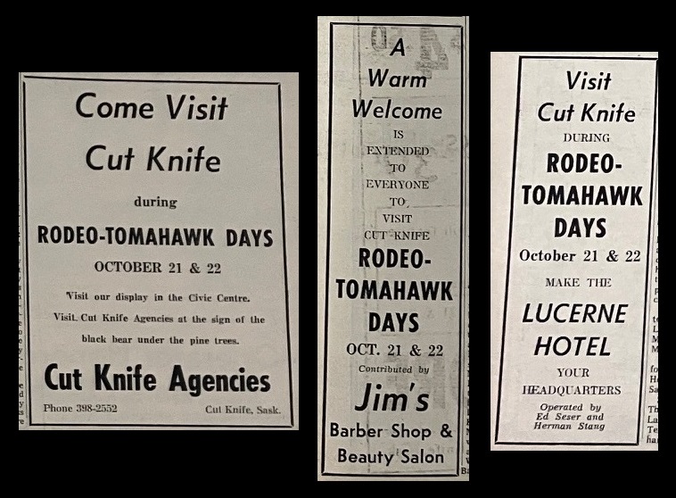 October 1996 CK Agencies Jim's Barber Shop and Beauty Salon and Lucerne Hotel with Rodeo Tomahawk Days promotions